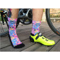 Calcetines de ciclismo de algodón peinado para hombre con patrón de impresión, Calcetines de ciclismo transpirables para mujer, para correr, baloncesto, deporte, Ciclismo